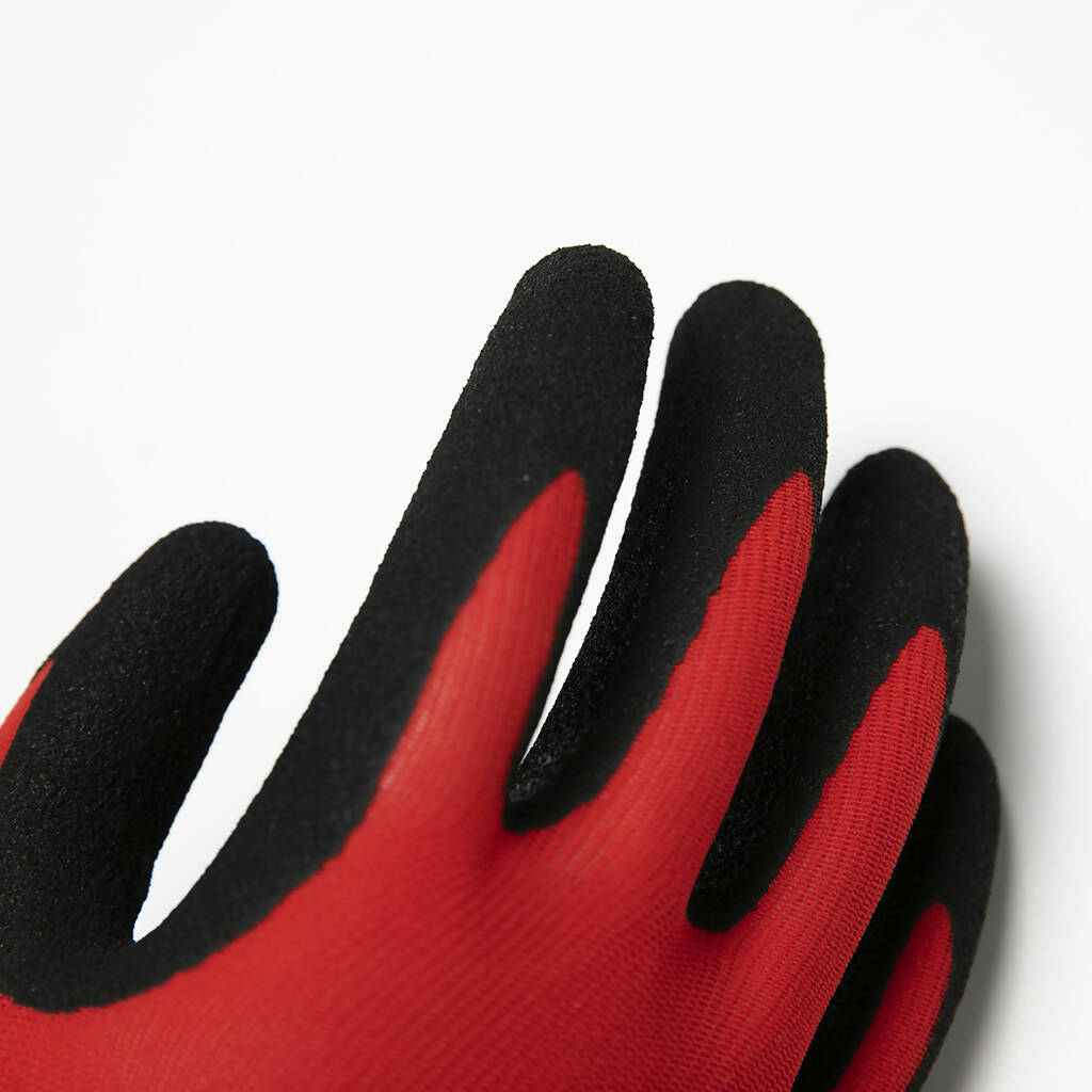Optmega 65304 无缝针织工作手套，手掌和手指上有沙色丁腈涂层握把，非常适合一般工作 - 3 双
