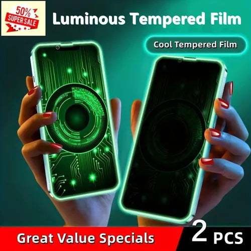 Luminous Tempered Glass For IPhone 14 13 12 Max ?HD Tempered Film?Screen Protector Plus Full Cover Glass?Case Friendly, Anti-Scratch, Anti-Smudge?2pcs?
