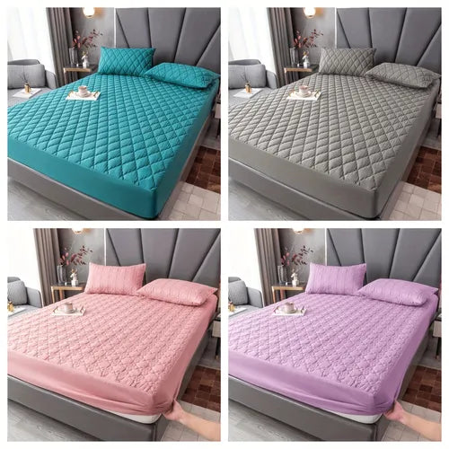 3pcs Fitted Sheet Set ( 1 Fitted Sheet + 2 Pillowcases), Waterproof Bed Cap With Wool And  Clamps, Mattress Cover For Bedroom