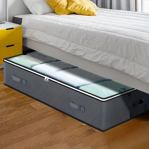 1pc Under Bed Storage Box, Drawer Type Blanket Storage Box, Fabric Clothes Quilt Finishing Bag, Dustproof Storage Box, Folding Storage Bag With Reinforced Handles For Comforter, Blanket, Bedding, Pillow And Toys