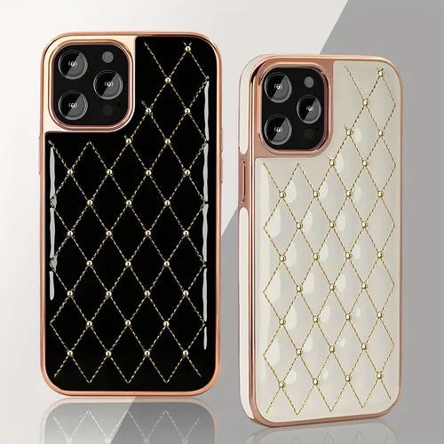 Vietao Gold Plated Embroidered Beads Leather Phone Case For Iphone 11 12 13 Pro Max 12pro Fashion Women Mobile Phone Cover