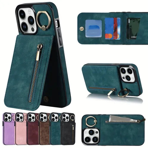 Luxurious Retro Leather Phone Case For IPhone 14/13/12/11 Pro Max Mini Plus - Fashionable Upholstered Shockproof Cover With Ring Holder