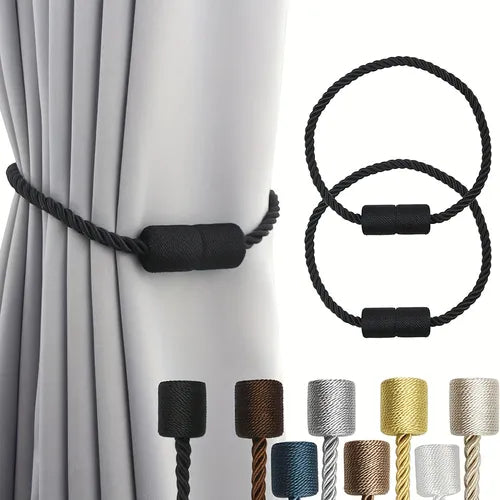 2pcs Strong Magnetic Curtain Tiebacks Outdoor Elegant Decorative Tie Backs Modern Rope Tiebacks For Drapes Window Curtain Holdbacks