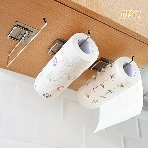 1pc Hanging Toilet Paper Holder, Roll Paper Holder, Bathroom Wall Mounted Towel Rack, Kitchen Supplies Rack