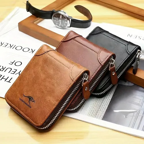 Men's Short Zipper Bag, Large Capacity Multi-card Slot Card Holder, Multi-functional Wallet