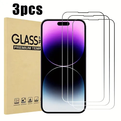 3pcs Full Coverage Tempered Glass Screen Protector For IPhone 7/7P/8/8P/X/XS/XR/Xs Max/11/11pro/11pro Max/12/12 Pro/12pro Max/13/13pro/13pro Max/14/14pro/14pro Max/14 Plus