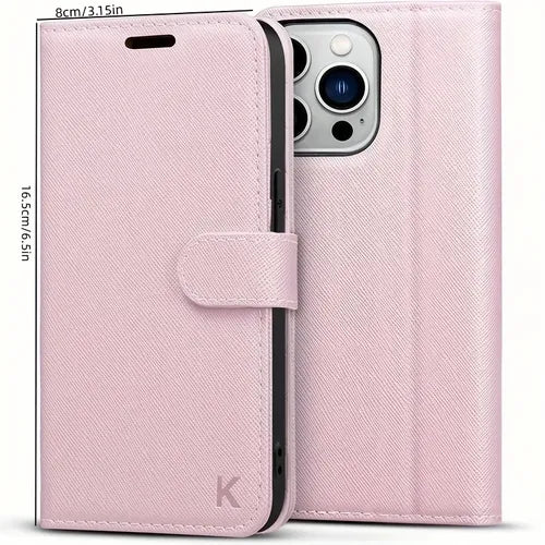 Flip Cover Case For IPhone 13 Pro Max (Cherry Blossom Pink) Wallet Case Supports Wireless Charging