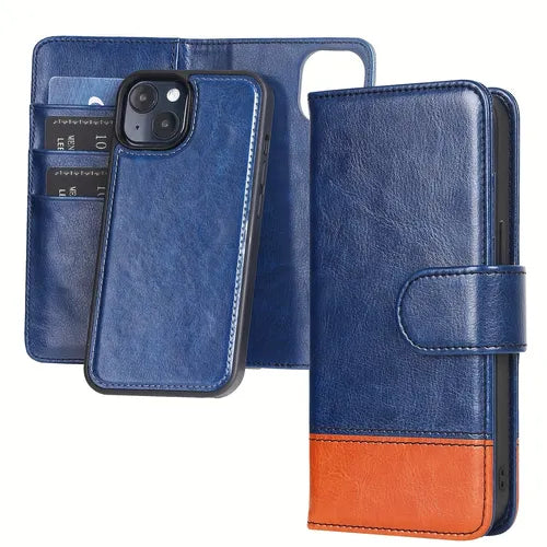 2-in-1 Wallet Case Compatible With Apple IPhone 14 With Card Holder,Luxury Premium Leather,high Quality Magnet,Detachable Shockproof Phone Case For Car Mount,RFID Card Protection(Blue,6.1)