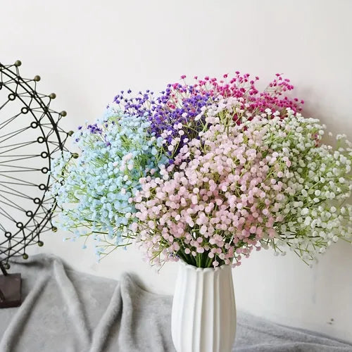 1pc, Artificial Gypsophila, Artificial Flower Bouquet, Faux Flower Realistic Simulation Flower Blooming DIY Craft Bridal Bouquet Home Table Living Room Decoration, Indoor Outdoor Decoration