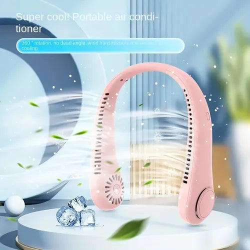 1pc Hanging Neck Fan, Portable Refrigeration Mini Lazy Cooling Folding Fan, USB Sports Outdoor Portable Hanging Neck Fan, USB Rechargeable Lazy Leafless Hanging Neck Fan, New USB Rechargeable Lazy Portable Fan, Silent, Sports, Office, Home