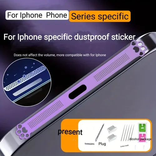 3pcs For IPhone Series Metal Integrated Phone Speaker Dustproof Net For IPhone 12 13 14 Pro Max Plus Integrated Dustproof Mesh For Speaker Charging Hole Protection Sticker Cat Paw Styling Earpiece Speaker Hole Anti-Dust Metal Mesh Dust Cover