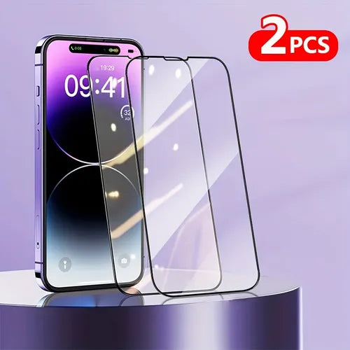 2PCS Full Screen Protective Tempered Glass Protector Film For Apple Iphone 14 / 14 Pro / 14 Pro Max / 13 / 13 Pro / 13 Pro Max / 11 12 Pro Max Mini 14 Plus XS MAX XR X 14Pro 13Pro 12Pro 14 ProMax HD Clear Glass