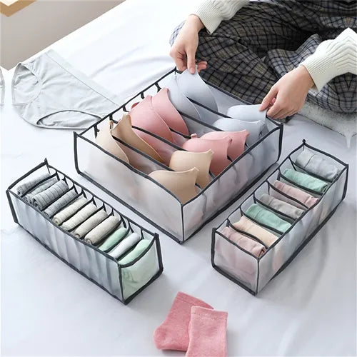 1pc/3pcs Sock Underwear Organizer Dividers, 6 /7/11 Grids Drawer Organizers Fabric Foldable Cabinet Closet Organizers And Storage Boxes For Storing Socks, Underwear, Ties, 32x32x12cm/12.6x12.6x4.72inch