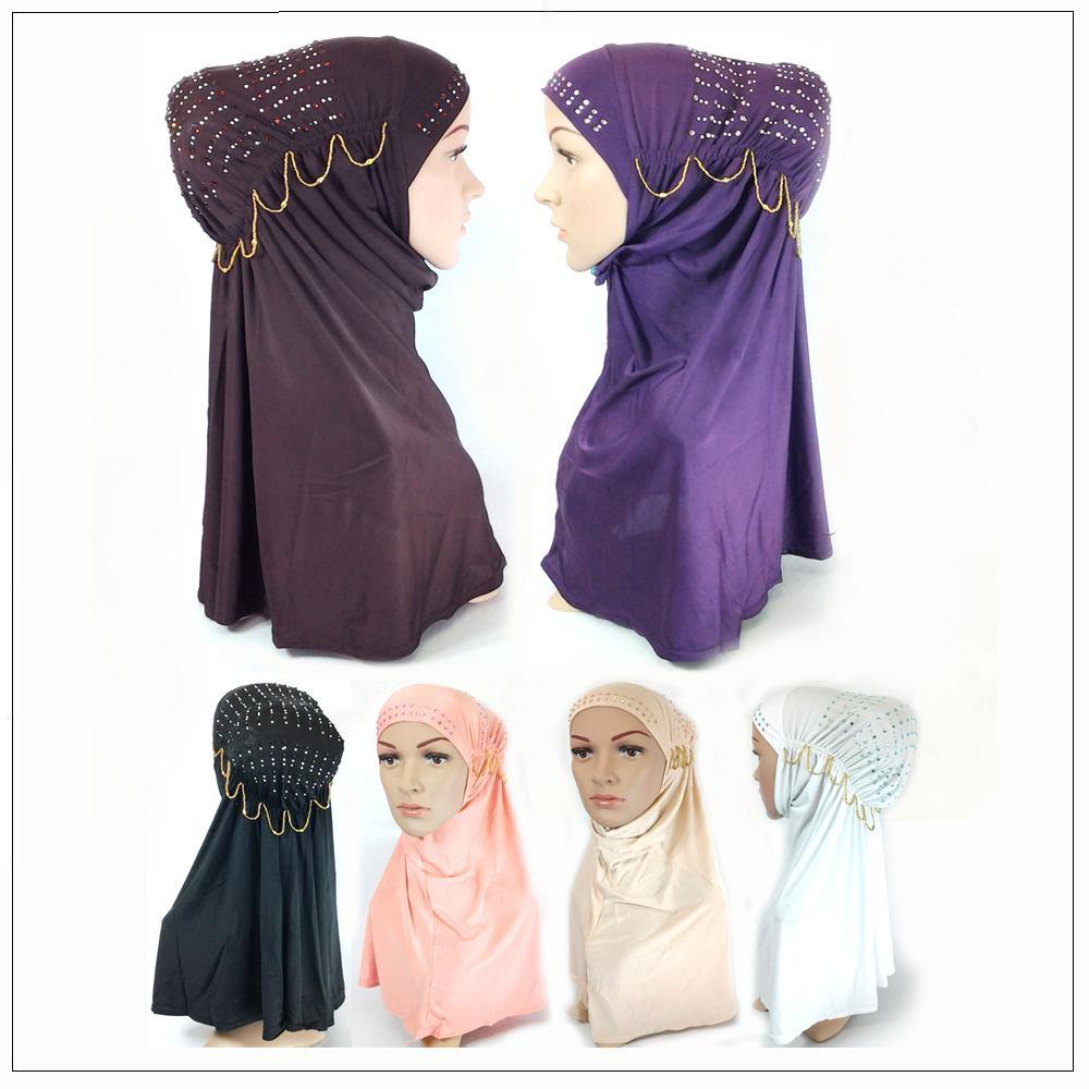 Viscose Ice Silk RhineStone Hijab Muslim Scraf Islamic Amira ASZ089B - Arabian Shopping Zone