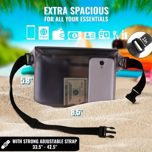 2packs Waterproof Pouch With Waist Strap Beach Accessories Perfect For Boating Swimming Snorkeling Kayaking Beach Pool Water Park