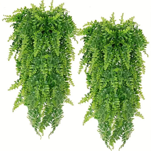 1pc Premium Oxidation Resistance Artificial Flower, Boston Ferns Artificial Persian Rattan Fake Hanging Plant Faux Greenary Vine Outdoor UV Resistant Plastic Plants For Wall, Wedding Party Decor