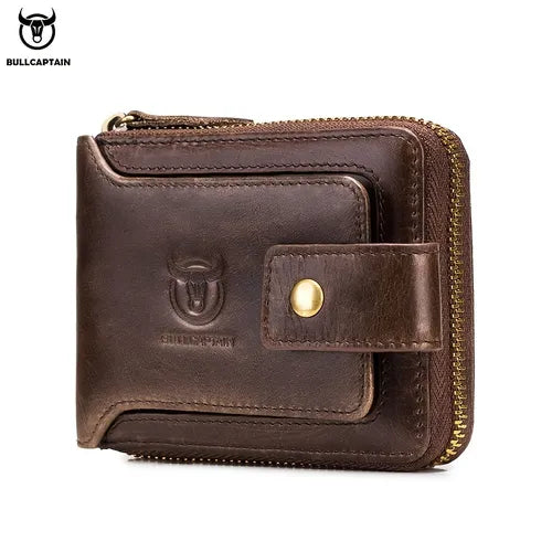 Cow Captain Leather Wallet Man Multi-card Photo Album Insert Card Head Layer Leather Horizontal Style Zipper Buckle Retro Wallet