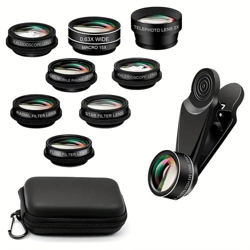 10in1 Mobile Phone Lens Kit Wide Angle/macro/fisheye/telephoto/CPL/Flow/radius/star Filter/kaleidoscope Lens For iPhone And Most Mobile Phones