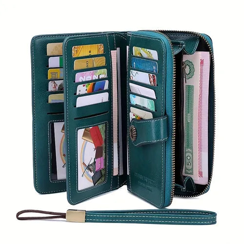 Hot Selling RFID Anti-magnetic Wallet, First Layer Cowhide Leather, Long Zipper Money Clip New Large Capacity Clutch Bag