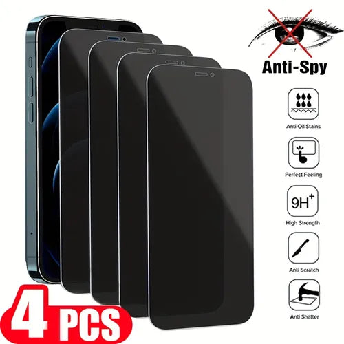 4pcs Tempered Glass Phone Screen Protector Privacy Protective Film For Iphone 14 Plus/13/12/11 Pro/XS MAX/XR/X