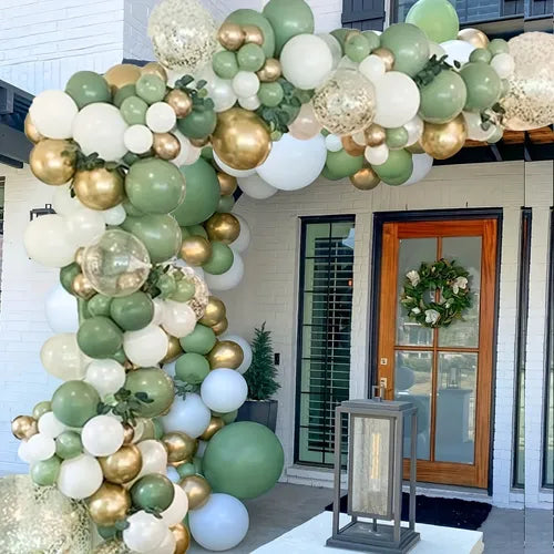 137pcs, Sage Green Balloon, Garland Kit Arch Oh Baby Shower, Olive Matte Different Sizes Decor, Happy Birthday Party Wedding Jungle Decorations, Photo Balloon, Party Balloon, Birthday Balloon, Birthday Decoration, Aesthetic Room Decor, Wedding Decor