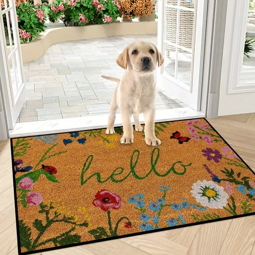 1pc Welcome Door Mat, Non-slip Floral Front Door, Outdoor Indoor Entrance Mat, Welcome Mat, Machine Washable, Suitable For Family, Living Room, Kitchen, Bedroom, Farmhouse, Hallway, Laundry Room, Kitchen Carpet