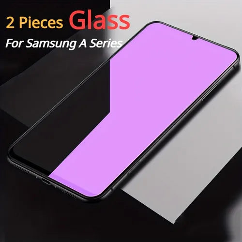 2Pcs Anti-Blue Tempered Glass For Samsung Galaxy A02 A02s M02 M02s F02s A03 A03s A12 F12 A13 A14 A20 A20s A23 A32 M32 A42 A52 A53 A54 Screen Protector