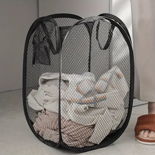 1pc Pop-up Laundry Hamper, Mesh Foldable Laundry Basket With Handles, Large Dirty Clothes Storage Basket, Children's Dirty Clothes Basket, Toys Storage Basket