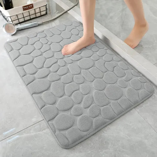 1pc Stone Patterned Soft Toilet Mat, Bath Mat, Non-slip Bath Rug, Door Mat, Floor Mat, Bathroom Rug