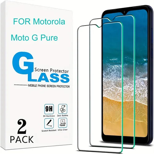 [2-Pack] Moto G Pure Tempered Glass Screen Protector, Scratch Resistant, Bubble Free, Easy To Install
