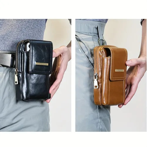 Portable Large Capacity Pu Leather Sport Belt Waist Mobile Phone Bag For Men