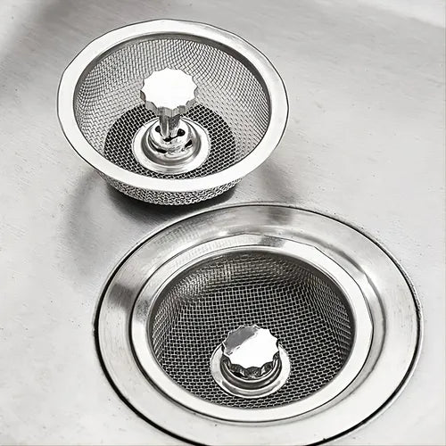 1pc Sink Filter With Plug, Stainless Steel Water Filter, Wash Basin Slag Screen, Bathroom Accessories