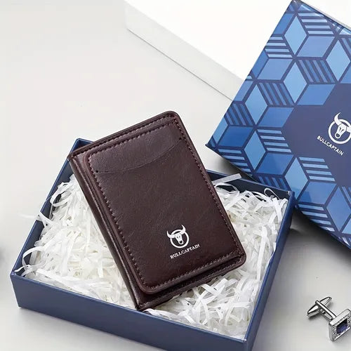 Men's Multi-functional Casual Leather Card Bag Large-Capacity Fashion Coin Card Holder Mobile Phone Holder