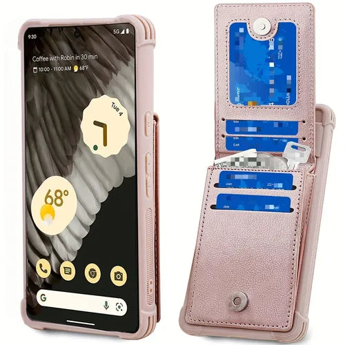 Phone Case For Google Pixel 7 Pro, Wallet Case For Women And Men, Artificial Leather Magnetic Clasp Flip Folio Phone Cover With Credit Card Holder And Coin Pocket