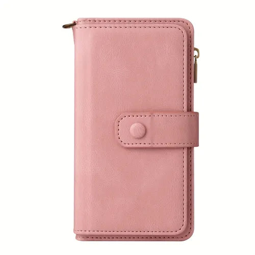 Pink?15 Card Zipper, Faux Leather, Mobile Wallet?phone Case, Gift For Birthday, Girlfriend, Boyfriend, Friend Or Yourself, For Apple IPhone 14/13/12/11