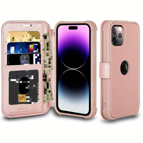 Phone Case For IPhone 14 Pro Max Wallet Case For Women And Men,iPhone 14 Pro Max Flip Leather Cell Phone Case Supports Wireless Charging With Card Holder And Wristlet