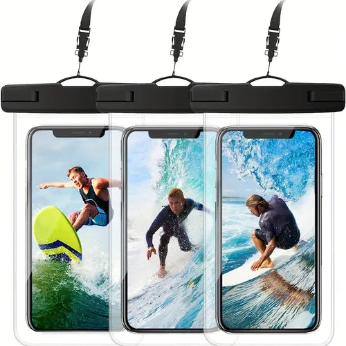 Universal Waterproof Pouch Up To 7", Cellphone Dry Bag Underwater Case For IPhone 14 13 Pro Max/12 11 Pro Max/Xs Max/XR/8 Plus/Mini, Galaxy S21 Ultra A42,Moto,Pixel -3 Packs,Clear