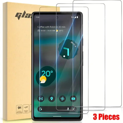 [3 Pieces] HD CLear Screen Protector For Google Pixel 5 6 7 5A 6A 7A Tempered Glass [Easy Installation] [Scratch Resistant] [9H Hardness] Protective Film