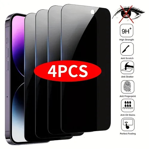 4pcs For Iphone 14 Plus/13/12/11 Pro/XS MAX/XR/X Protective Film Phone Screen Protector Privacy Glass Smartphone Tempered Glass