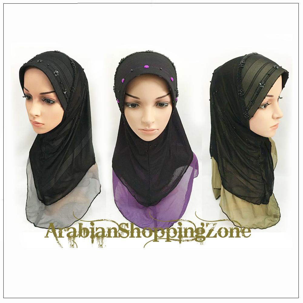 شالات الحجاب الإسلامي الخفيفة الانزلاق على طبقات مزدوجة من القماش الشبكي