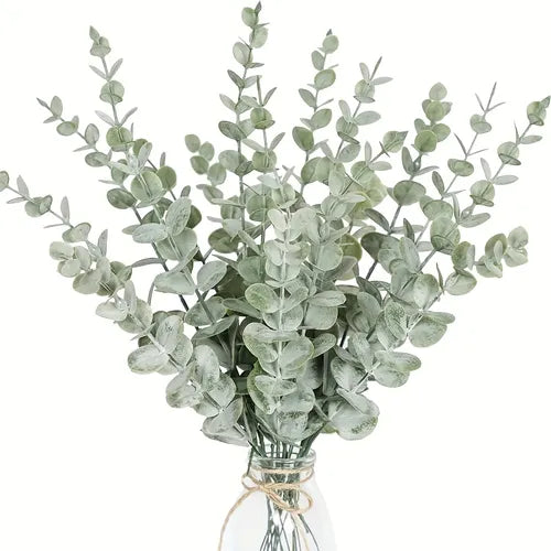 6/12/18pcs Artificial Eucalyptus Stems (15"), Real Touch Eucalyptus Leaves Decor, Eucalyptus Branches Fake Eucalyptus With Fake Leaves Faux Eucalyptus Stem For Farmhouse Home Office Flowers Bouquet Wedding Centerpiece Bouquet Flower Arrangement