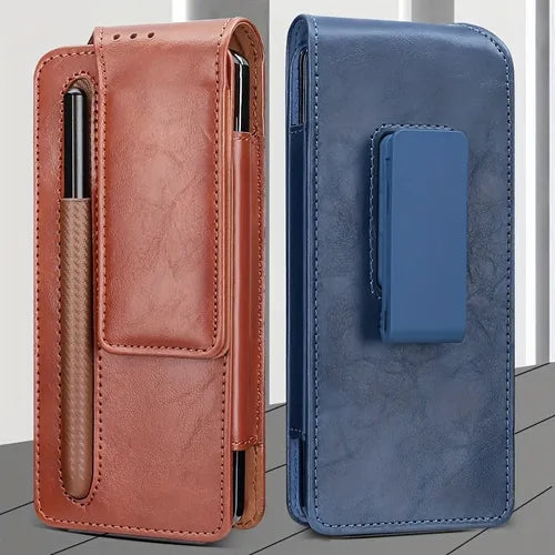 Universal Leather Phone Belt Waist Bag For Samsuang Galaxy Z Fold4 Fold3 Cell Phone Case Purse With Pen Slot