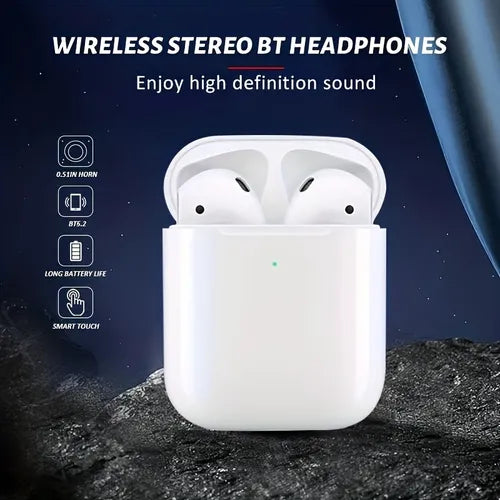 UF 真无线立体声 TWS 耳机带充电盒适用于 Apple AirPods、高清音乐耳机、4-5 小时享受耳机、持久电池、免费充电线