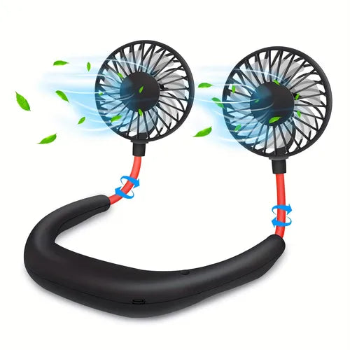 1pc Portable Neck Sports Fan, Hands Free Neck Fan, Hands Free Personal Wear Fan, USB Rechargeable Fan, 360, 3-speed Adjustable, Travel Office Home Outdoor