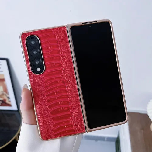 Genuine Leather Mobile Phone Case With Crocodile Pattern For Galaxy Z Fold 4, Galaxy Z Fold 3 5G