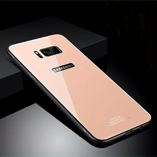 For Samsung S8 Solid Color Anti Drop Tempered Glass Phone Case Skin Color (gorgeous Golden)