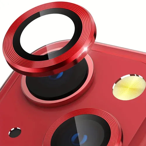 For IPhone 13 / IPhone 13 Mini Camera Lens Protector, Anti Scrach HD Tempered Metal Glass Camera Screen Protector Shockproof Cover Film, Red