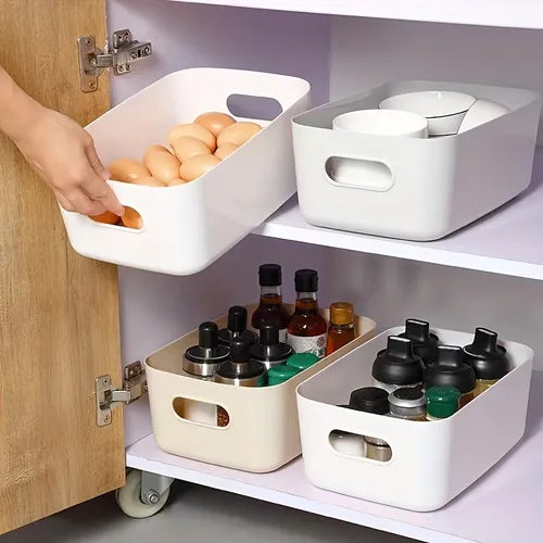 1pc Sundries Storage Box, Desktop Plastic Box, Bathroom Cosmetic Organizer Box, Storage Box, Snack Storage Basket For Bedroom, Cabinet, Bathroom, Cosmetic Jewelry Organization Basket