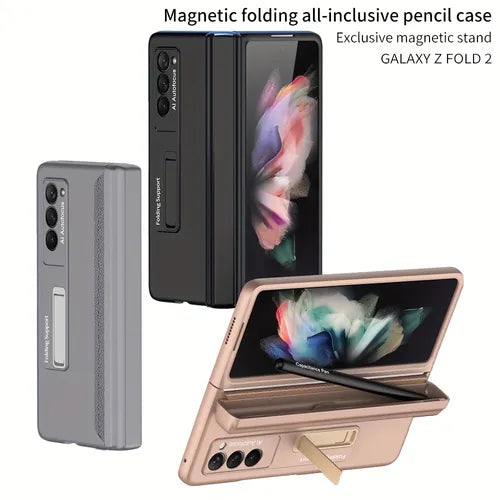 Folding Screen Phone Case With Magnetic Hinge Center Shaft Protection For Samsung Galaxy Z Fold 2 5G