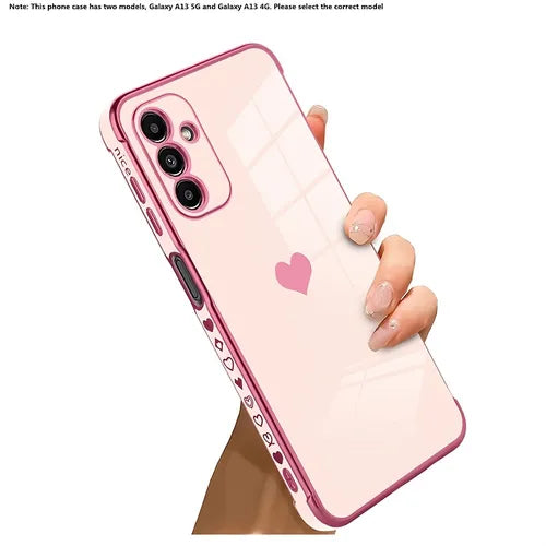 Cute Plating Love Heart Phone Case Side Small Pattern Soft TPU Protective Back Cover For Galaxy A13